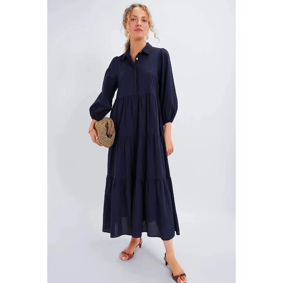 Tuckernuck POMANDER PLACE Mabel in Navy Blue Cotton Maxi Dress XL - Picture 1 of 7
